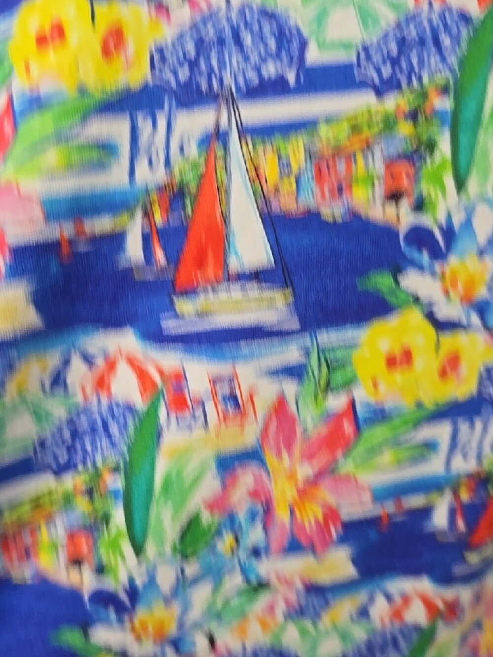Polo Golf by Ralph Lauren Blue Multicolor Tropical Print Polo - Picture 4 of 9